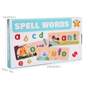 Ensemble d'outils éducatifs pour filles, garçons et enfants : jeu d'apprentissage de l'orthographe en bois, reconnaissance des lettres de l'alphabet ABC et des mots fréquents - Product Image 6
