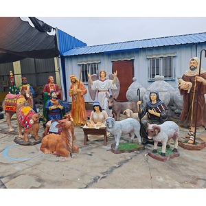 工場クリスマスデコレーション芸術的な屋外彫刻聖なる家族のキリスト降誕セット像 - Product Image 1