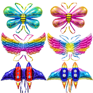 Globo inflable de alas montadas en la espalda al por mayor, globo luminoso de <span class=keywords><strong>mariposa</strong></span> y cohete, accesorio para fiestas infantiles, juguete para actuaciones en escenario - Product Image 2