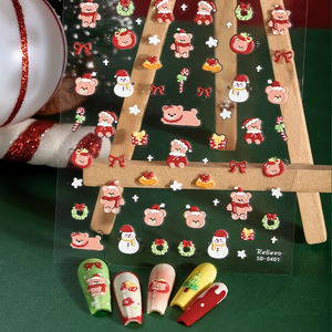 Pegatinas de Uñas con Diseño de Muñeco de Nieve y Árbol de Navidad en Gel Suave 5D con Impresión en Relieve, Pegatinas de Uñas DIY, Calcomanías de Uñas, Venta al por Mayor, OEM, Personalizadas - Product Image 4