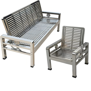 Ensemble de canapés de <span class=keywords><strong>jardin</strong></span> de luxe en acier inoxydable, fauteuils de <span class=keywords><strong>salon</strong></span> d'extérieur, canapés de patio modernes en métal pour usage extérieur - Product Image 2