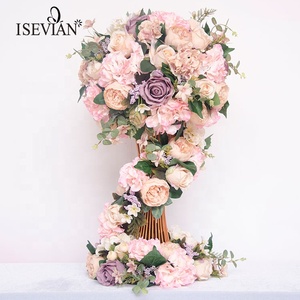 ISEVIAN Cao Màu Đỏ Nhân Tạo Hoa Kim Loại Candelabra <span class=keywords><strong>Centerpieces</strong></span> Cho Đám Cưới Bảng - Product Image 2