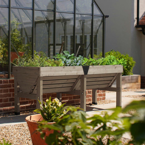 Fioriera Rialzata Portatile in Legno Massello Stile Rustico con Foro <span class=keywords><strong>di</strong></span> Drenaggio e Supporto per Giardinaggio Esterno e Orto - Product Image 3
