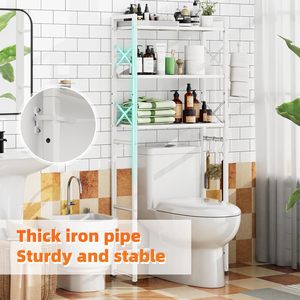 Étagère de rangement au-dessus des toilettes avec porte-papier toilette, étagère de salle de bain en métal robuste à 3 niveaux - Product Image 4