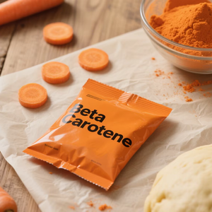 Microparticules de bêta-carotène à 99 %, extrait végétal séché par pulvérisation, qualité alimentaire, ingrédient actif vitaminique en poudre, conditionné en sac ou en fût - Product Image 1