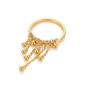 Waterproof Non Tarnish <b>Rings</b> 14k 18k PVD Gold Plated Fashion 316L Stainless Steel Dangle <b>Ring</b> For <b>Fingers</b> - Product Image 5