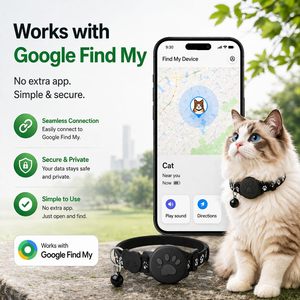 ปลอกคอแมวอัจฉริยะ GPS สีดำ กันน้ำ ใช้กับ Google Find My สำหรับ Android เท่านั้น ไม่มีค่าบริการรายเดือน - Product Image 3