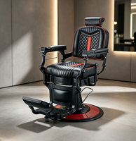 Fauteuil de barbier élégant à motif matelassé, confortable, inclinable hydrauliquement, pour salon de beauté et barbier