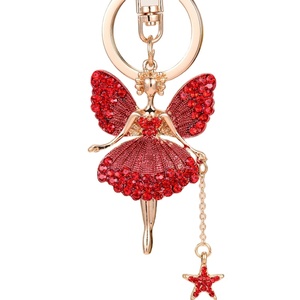 Rhinestone BƯỚM CÁNH Cổ Tích thiên thần Keychain nhảy múa ba lê lấp lánh pha lê vòng chìa khóa mặt dây chuyền phụ nữ kim loại móc chìa khóa trang trí - Product Image 2
