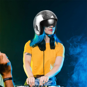 डिस्क बॉल हेलमेट के साथ डिस्को बॉल हेलमेट के साथ रिट्रेटेबल विजर-डिस्को हेलमेट के लिए ग्लास डिस्क बॉल हैट - Product Image 6