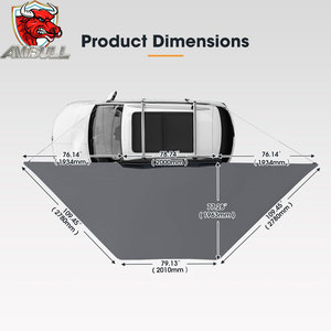 Toldo Lateral para Vehículo Ambull, Resistente al Agua y al Viento, con Protección UV50+, <span class=keywords><strong>de</strong></span> 180 Grados, para SUV, Camioneta y Camión, Venta al Por Mayor <span class=keywords><strong>de</strong></span> Fábrica - Product Image 6