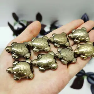 Wholesale 2.5 cm Natural Hand Carved Pyrite Tortoise Crystal Turtle Animal Carvings