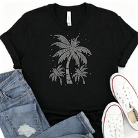 Transfert thermocollant personnalisé en gros pour vêtements et t-shirts, motif cocotier estival avec strass