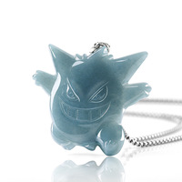 Pendentif en jadéite naturelle de qualité A, motif Geodude, variété de jade bleu-glace, styles féminins, animaux de dessin animé mignons