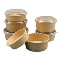 Bol à emporter en papier blanc et couvercle Pp, de haute qualité alimentaire, emballage alimentaire, simple mur, pour salade, de restauration rapide, 9 pièces