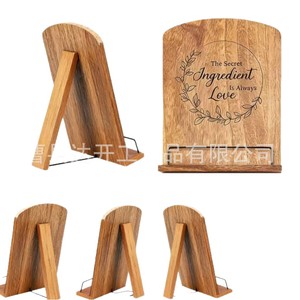 Estante de madera para recetas con soporte metálico para páginas, ángulo ajustable, soporte de exhibición para encimera de cocina, para libros de cocina y menús - Product Image 5