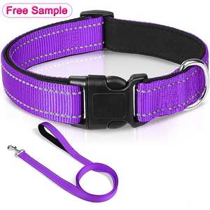 उच्च चिंतनशील नायलॉन वेबबिंग पालतू कुत्ते कॉलर पट्टा सेट कस्टम समायोज्य स्टाइलिश ओएम डिजाइन लक्जरी शैली मुक्त नमूना कम मौक - Product Image 1