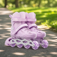 Patins à roulettes légers bleu violet pour filles et garçons, lames respirantes pour l'extérieur avec frein de sécurité, roues et sangles en PU durables.