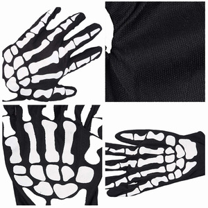 Ensemble de gants squelette, bandeau tête de mort et masque pour Halloween, en tissu noir, accessoire de costume pour extérieur - Product Image 4