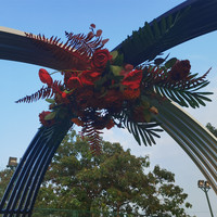 Arche de mariage en fer forgé pour extérieur, jardin, forêt, pelouse, cérémonie de mariage, décoration de scène, accessoires de scène florale, arche de mariage en fer