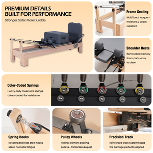 Oferta Especial: Cama Reformer de Pilates de Madera de Haya para Estudio, Uso Comercial y Doméstico, Duradera y Ecológica - Product Image 2