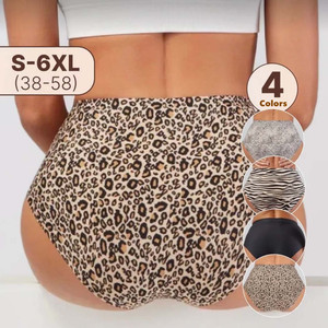 Женские трусики S-6XL с принтом леопарда и зебры, высокоэластичные, с высокой талией, дышащие, быстросохнущие, из ледяного шелка - Product Image 1