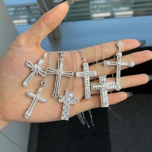 Dylam Hottest Collection 925 Silver Diamond 5a Accent <b>Cross</b> Pendant Necklace Vintage Style Pendant Jewelry Necklace - Product Image 3