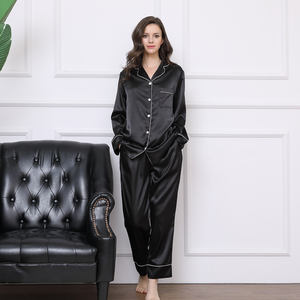 Set di pigiami da notte in raso di <span class=keywords><strong>seta</strong></span> a maniche lunghe PJ da donna all'ingrosso - Product Image 4