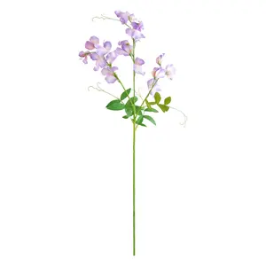 Flor artificial Guisante dulce Faux Purple Pea Blossom Flores Boda Floral Seda Guisante dulce Flores artificiales