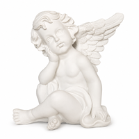 Figurine d'ange blanc en résine, chérubin assis en méditation, décoration