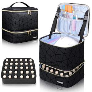 Free Sample Double Layer <b>Nail</b> Polish Organizer Holds Bottles <b>Nail</b> Dryer <b>Nail</b> Polish Case with 2 Removable <b>Pouches</b> Tools Storage - Product Image 1