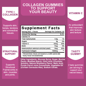 Venta al por mayor mejores gomitas de Colágeno Hidrolizado y biotina, gomitas de vitamina para cabello, piel y uñas - Product Image 2