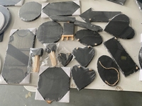 Ensemble de planche à fromage en ardoise naturelle en pierre noire directe d'usine comprenant un couteau et des plats ensembles d'assiettes écologiques