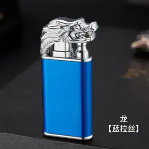 DEBANG Creativity Frosted Crocodile/dragon Lighter Refilling Metal OEM Butane Double Flame Cigarette Lighter