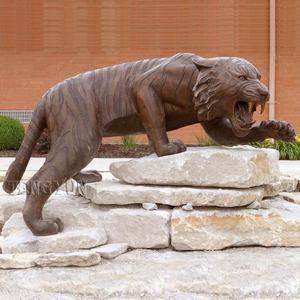 야외 공원 청동 호랑이 조각 바위 장식 큰 포효 호랑이 청동 동상 - Product Image 1