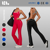 Nouvel ensemble de sport pour femme à col en U, combinaison de yoga à dos évidé, justaucorps une pièce pour la gym, le fitness et la course à pied