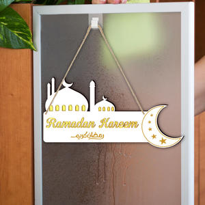 Decorazioni natalizie musulmane pendenti in legno acrilico decorazioni etniche a forma di specchio ciondoli per la casa arredi - Product Image 5