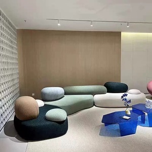 Modern Pebble Modular Compressed Sofa Organic Curved Boucle Sectional Sofa Couch for Large Living Room - Product Image 6
