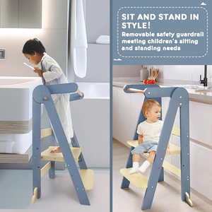 New Chất lượng cao hiện đại 3 trong 1 có thể điều chỉnh bằng gỗ trẻ em nhà bếp tháp Montessori đồ nội thất di động Toddler bước Phân - Product Image 6