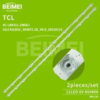 Bande de rétroéclairage LED TV LCD 4C-LB4311-ZM06J 4C pour TCL 43 pouces 11LED 6V 2 pièces/ensemble