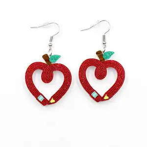 HYLER2469 Boucles d'oreilles pendantes en acrylique imprimé UV de haute qualité Conception de crayon pomme mignon pour cadeau de fête des enseignants unisexe pour la fête de mariage