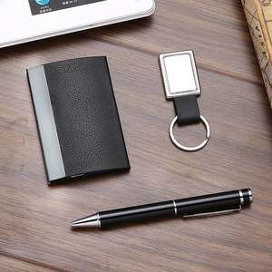 Juego de Regalo de Porta Tarjetas de Visita, Llavero y Bolígrafo Súper Económico, Ideal para Reuniones de Negocios/Regalo de Bienvenida para Clientes - Product Image 3