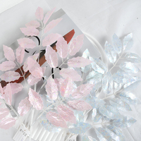 Vente en gros OEM Poinsettia à paillettes en aérosol Branches de feuilles d'arbre de Noël Décorations de fleurs artificielles