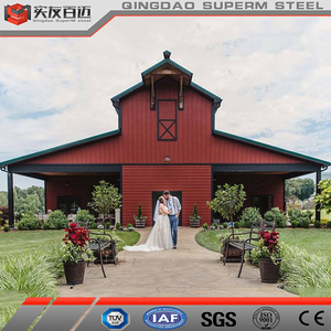 Estructura de acero prefabricada Venue Farm Barndominium Red Wedding Barndo Kits Rustic Country Pole Barn para la <span class=keywords><strong>venta</strong></span> con diseño - Product Image 2