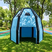 Tente gonflable bleue et blanche à rayures, forme dôme, imperméable, pour événements commerciaux et fêtes, à louer