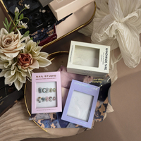 Boîte rigide haut de gamme pour nail art avec fenêtre transparente, finition brillante, logo estampé à chaud et éponge intégrée
