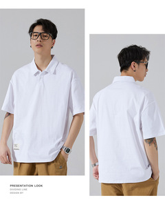 100% algodón peso pesado de lujo de gran tamaño hombro caído logotipo personalizado diseño boxy Polo en blanco camiseta para hombres - Product Image 2