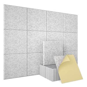 PET Felt Self-Adhesive Acoustic Wall <strong>Panels</strong> 30x30cm 12 Pcs Black Polyester <strong>Sound</strong> <strong>Proof</strong> Traditional Design for Bedroom Hotel - Product Image 2