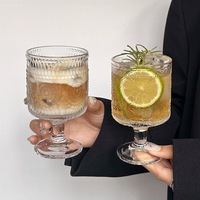 6Pcs Whisky Verres À Vin 10Oz Vintage Tournesol En Relief Boire Verre Tasses Dessert Ménage Eau Jus Tasse Gobelet