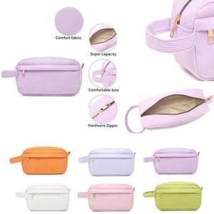 กระเป๋าจัดระเบียบแบบพกพาสีลูกกวาดกระเป๋าเครื่องสำอางผ้าลูกฟูก - Product Image 1